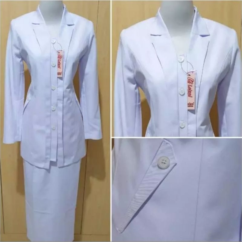 Baju Seragam Putih Perawat / Baju Perawat Stelan Putih Putih Baju Dinas Perawat Putih Putih Premium