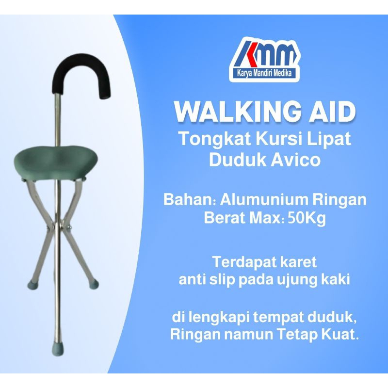 Tongkat Duduk Avico || Tongkat Kursi Alumunium Tahan Karat + Ringan