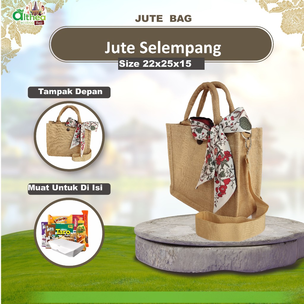 ALTHEA Tas Jute Tote Bag Goni Tas Cantik Goni Tas Karung Goni Goodie Bag Jute Tas Karung Goni Jute