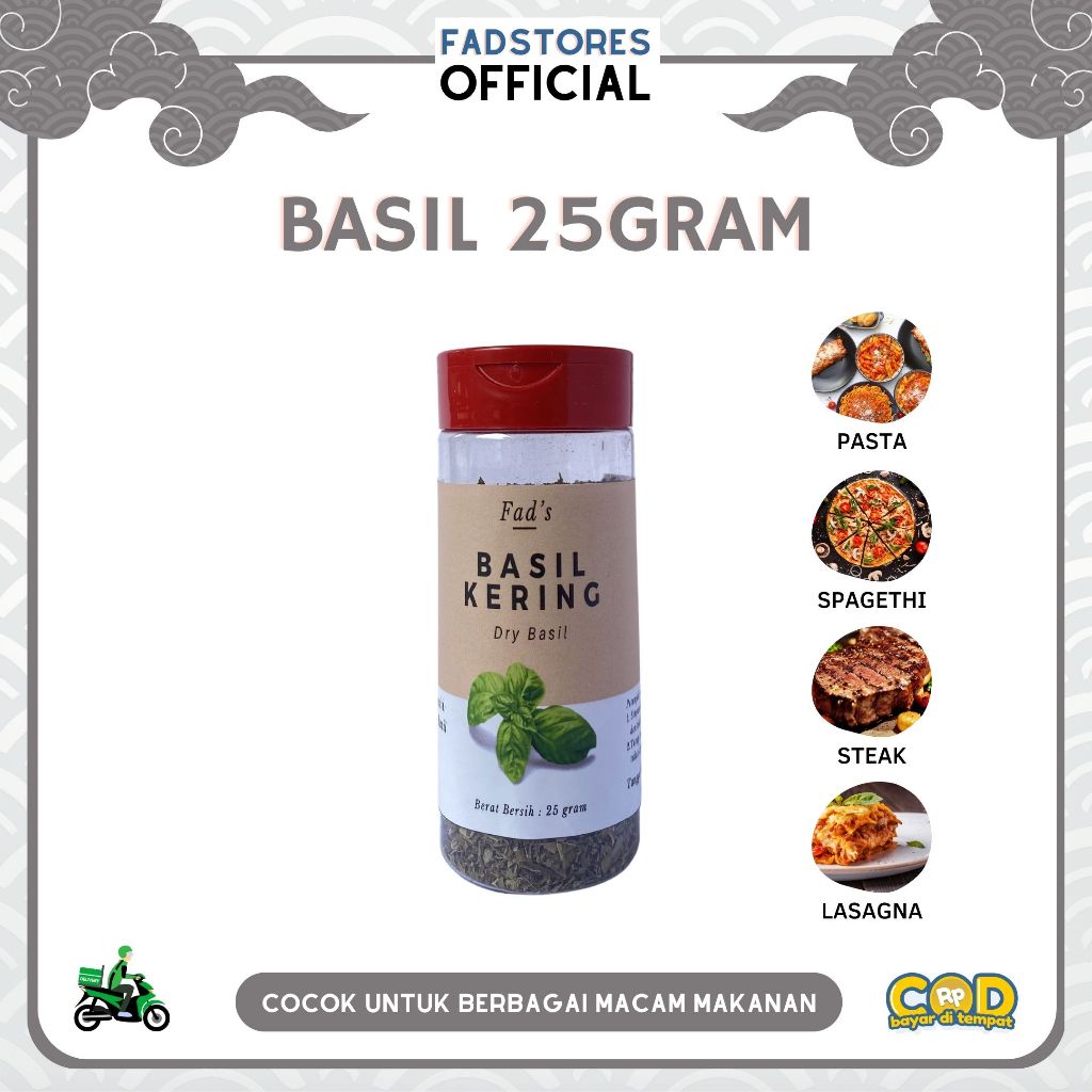 

[Kemasan Botol] Basil 25gr - Daun Basil Kering 25gr - Basil Leaves 25gr