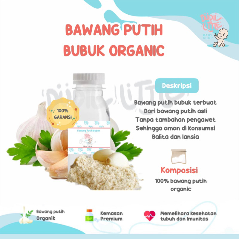 

Premium Garlic Powder /Bawang Putih Bubuk Mpasi/Bumbu Mpasi Bayi/Kaldu Mpasi Bayi 20gr