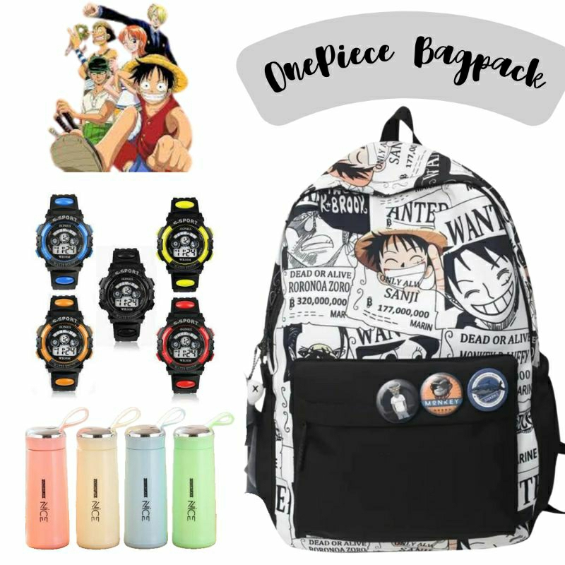 NIQABIS Tas Ransel Anak Laki Laki ONE PIECE Tas Sekolah Anak Cowok SD SMP SMA Tas Wibu Tas Anime Jep