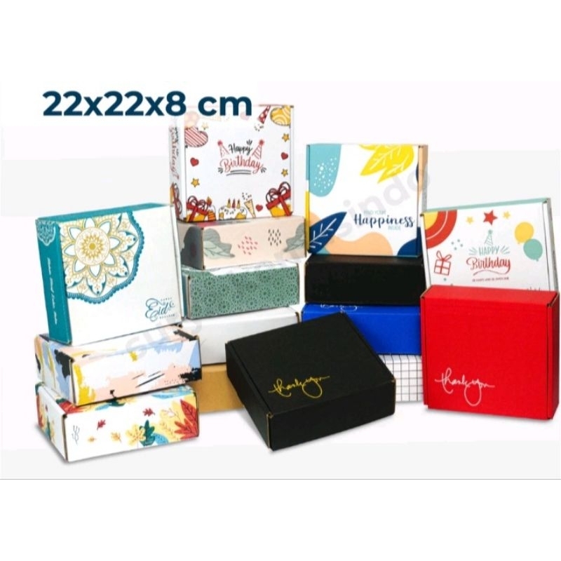 

Box 22x22x8 cm Kardus/Polos/Karton/Kemasan/Hampers/Nasi