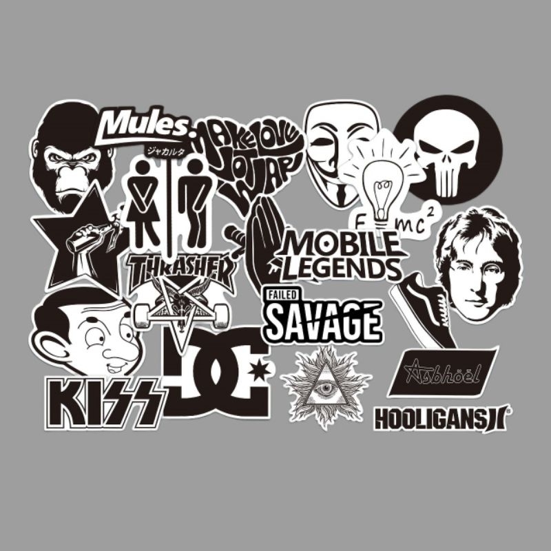 

20pcs STIKER LOGO BLACK &WHITE GRAFTAC Laptop Waterproof DIY HP motor Helm mobil ipad tablet Anti air