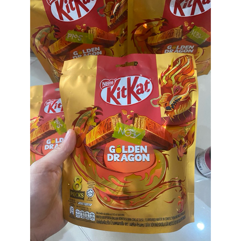 (LV) KITKAT GOLDEN DRAGON 8 PACK ,KITKAT COKLAT MALAYSIA ,KITKAT NAGA