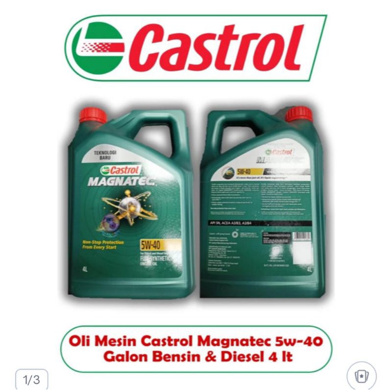 oli castrol magnatec 5w 40 bensin&diesel 4Liter (gratis filter oli)
