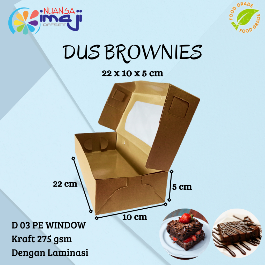 

Dus Brownies D 03 Window Uk. 22x10x5 cm Dengan Laminasi
