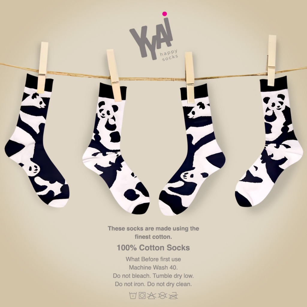 Kaos Kaki Printed Asimetris (Panda)