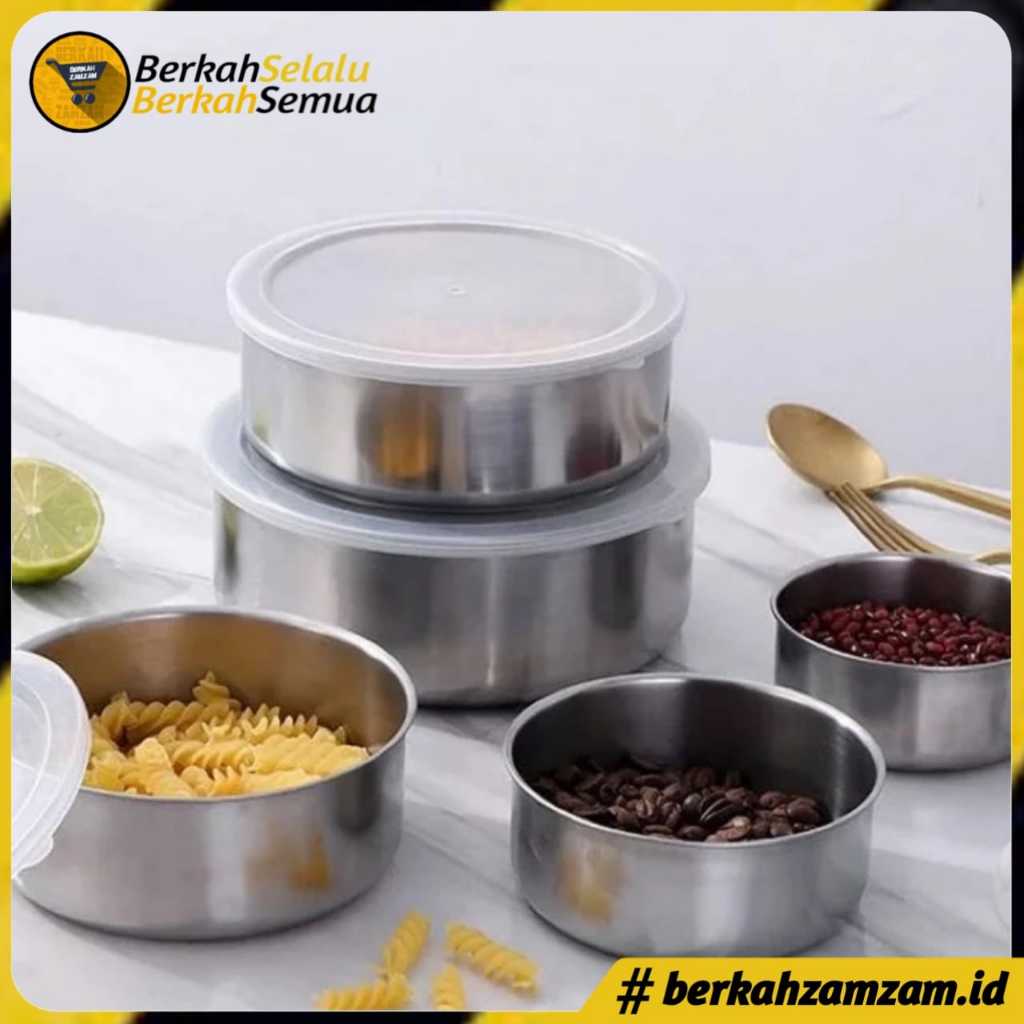 MANGKOK ATAU RANTANG STAINLESS 5 SUSUN SET TUTUP