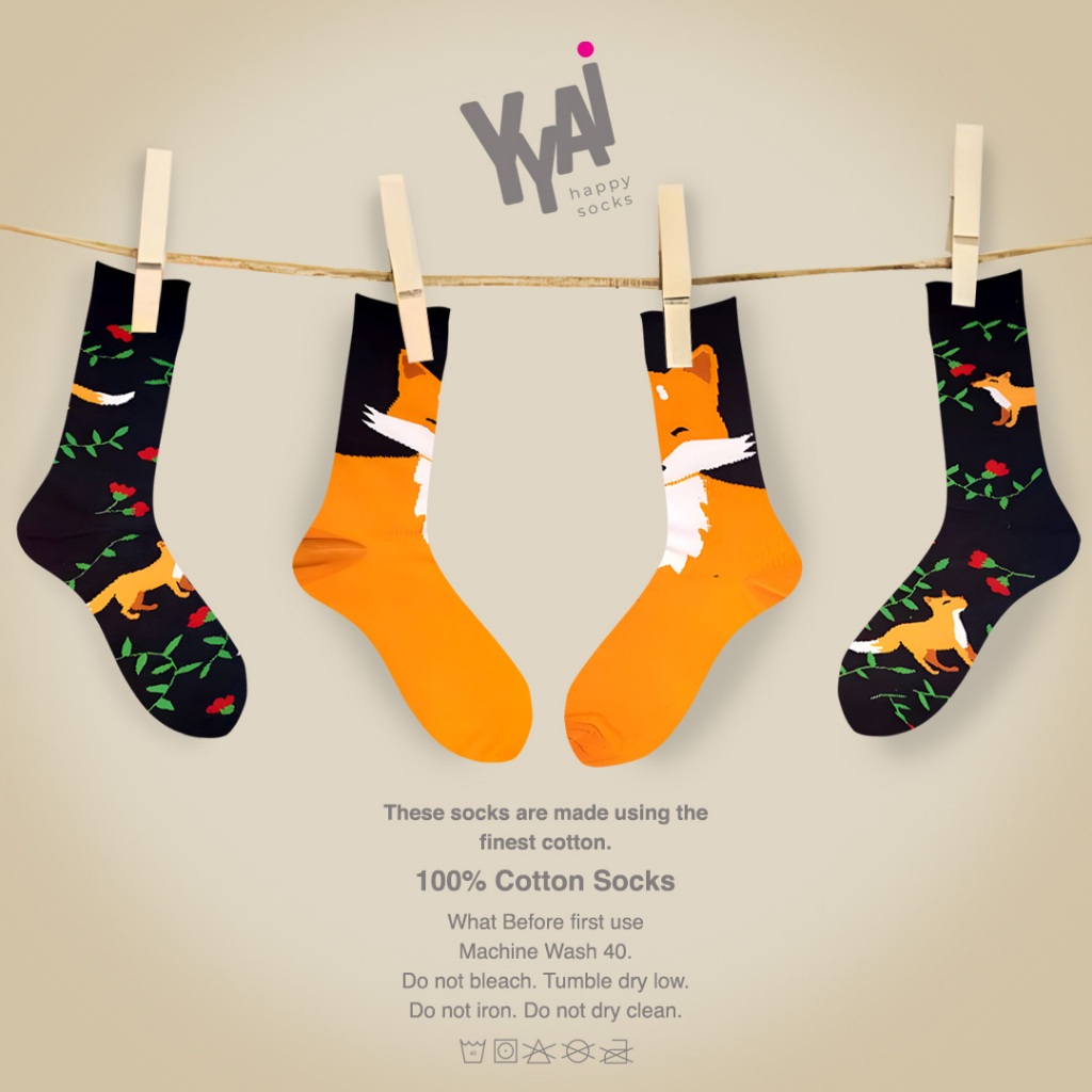 Kaos Kaki Printed Asimetris (Fox)