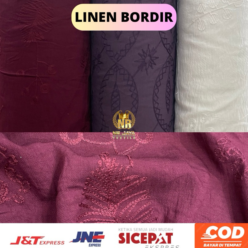 kain linen embroderi bordir meteran