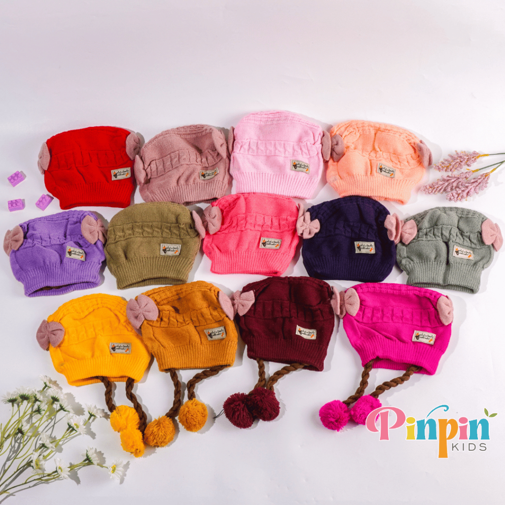 Pinpin Kids - Topi Anak Perempuan Rambut Kepang / Topi Bayi Kupluk Imut Lucu Baby Hat Wig/Topi Baby