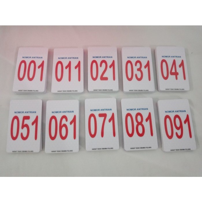 

Kartu Antrian 001 - 100 Kartu