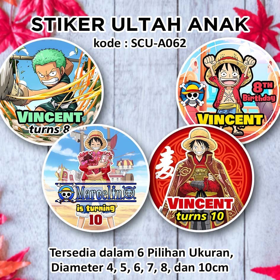 

STIKER ULTAH ULANG TAHUN ANAK ONEPIECE LUFFY BIRTHDAY STICKER LABEL ONEPICE ANIME BINGKISAN SOUVENIR