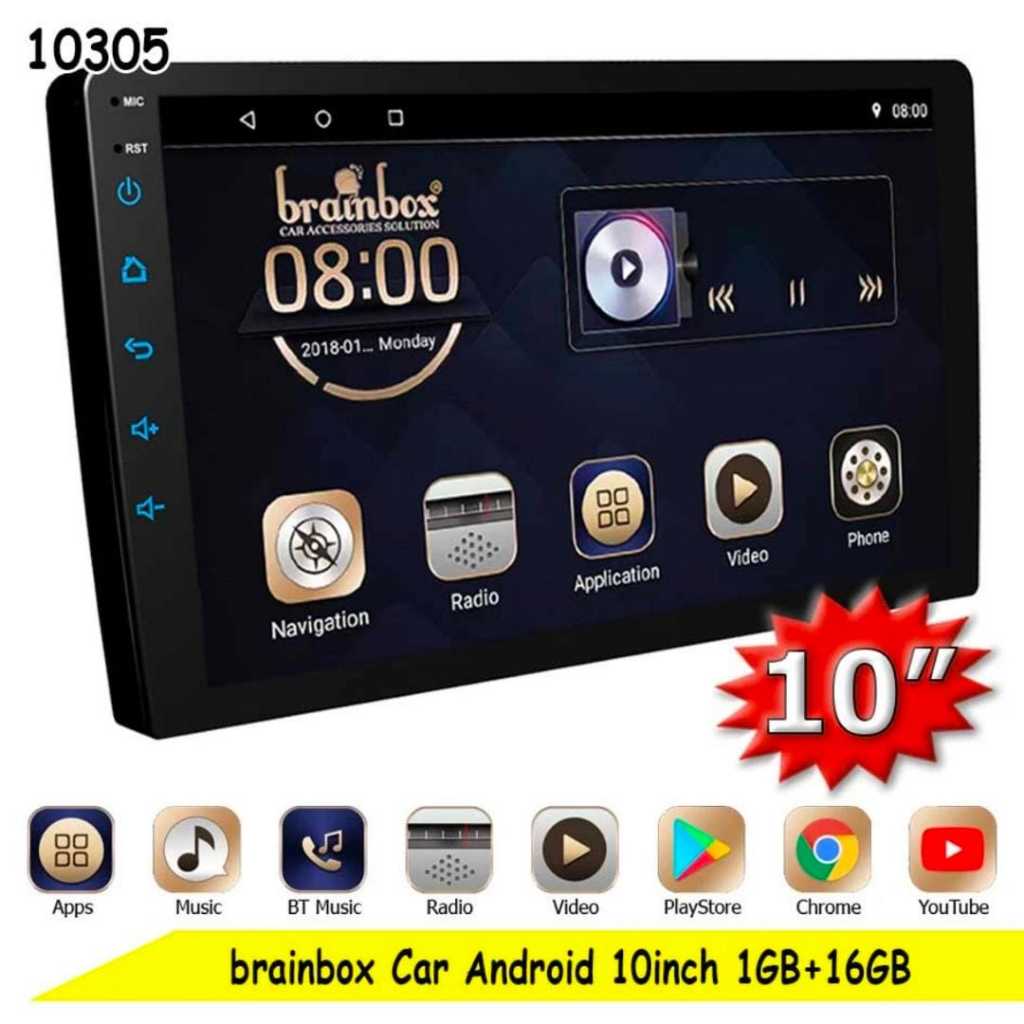 Brainbox TV Android 10 Inch 1GB + 16GB Head Unit Mobil 2 Din Double Din Headunit Tape Mobil MP5 Play