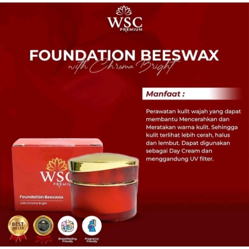 WSC ORGANIC FOUNDATION BEESWAX SPF 50 waterproof BPOM/ foundy wsc organic original by winda wsc/ ski