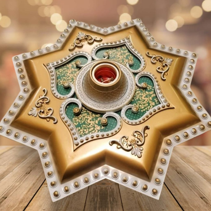 Fiting lampu Hias plafon Gypsum 30 cm ornamen plafon gypsum PVC/GRC fiting dekorasi plafon