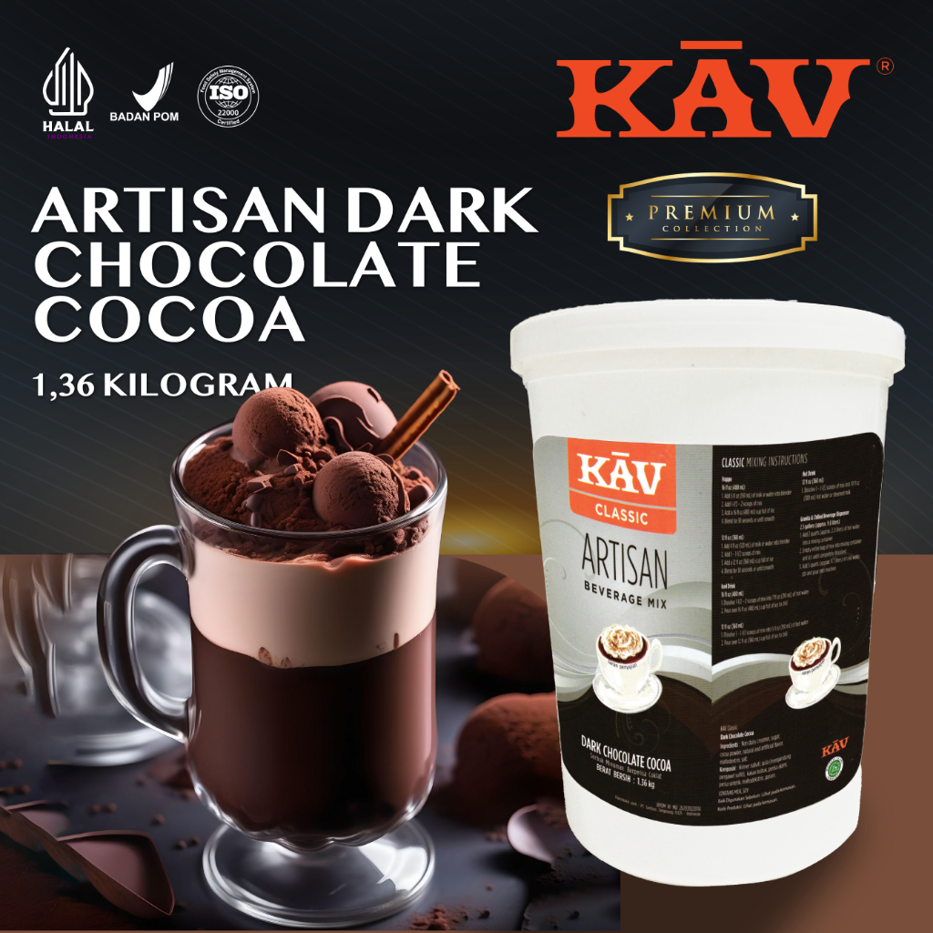 

Kav Tub Powder Drink Dark Chocolate - Bubuk Minuman Coklat Premium 1,36 Kg
