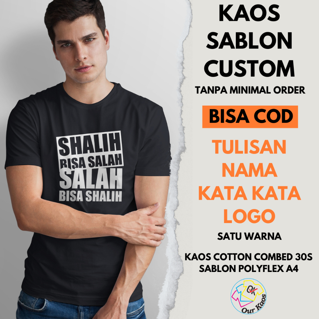 Kaos Custom Sablon Tulisan Kata Kata Nama Gambar Sesuai Request Bisa Satuan Kualitas Distro Free Des