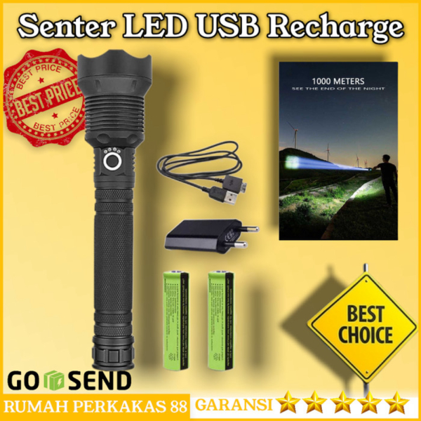 Jual Senter LED USB Recharge XHP70.2 Dan XHP90.2 2x18650  EU Adaptor - XHP70.2 Berkualitas