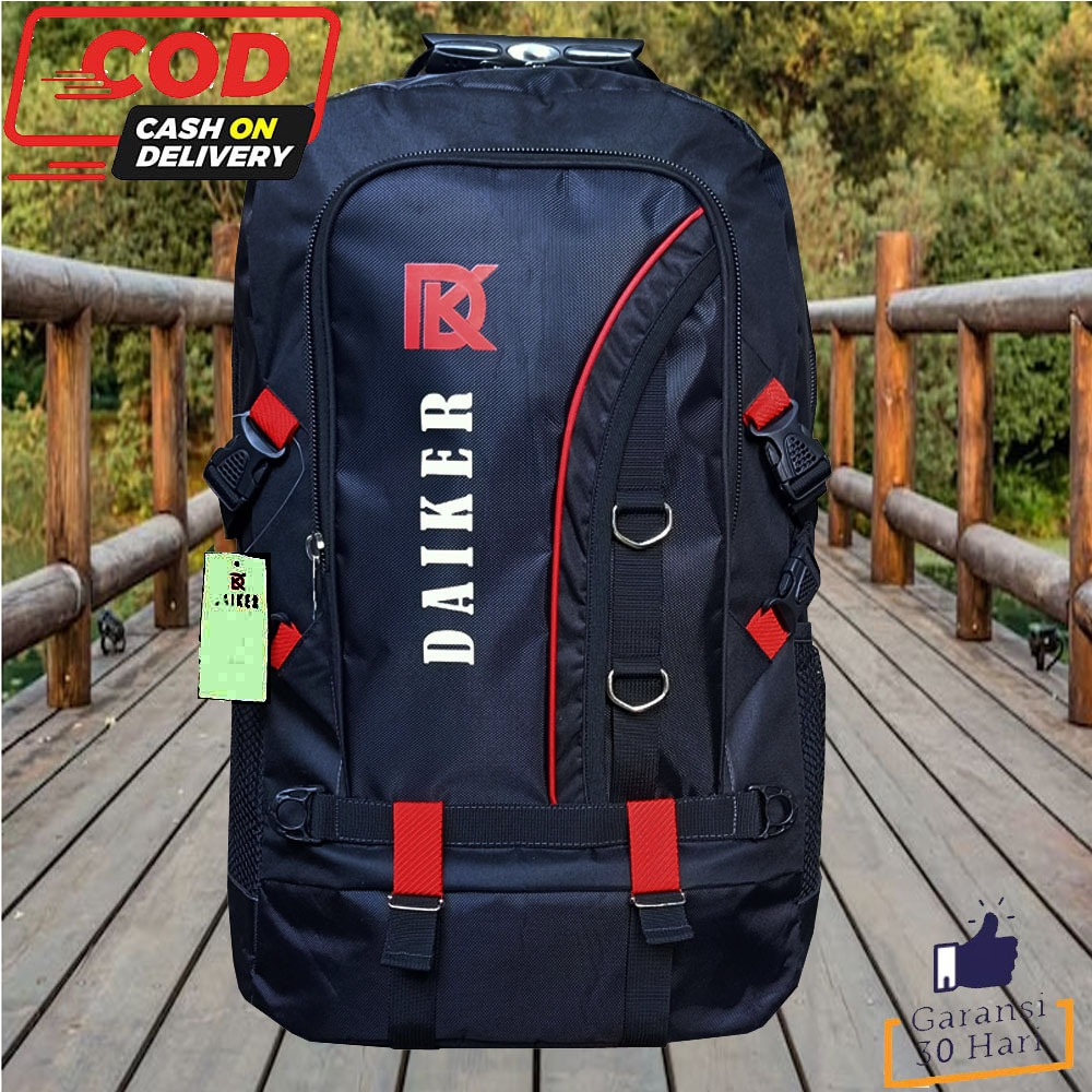 Ransel Jumbo Tas Ransel Pakaian Pria Wanita Tas Gendong Mudik 60L Original Daiker G-OO 23 BLACK