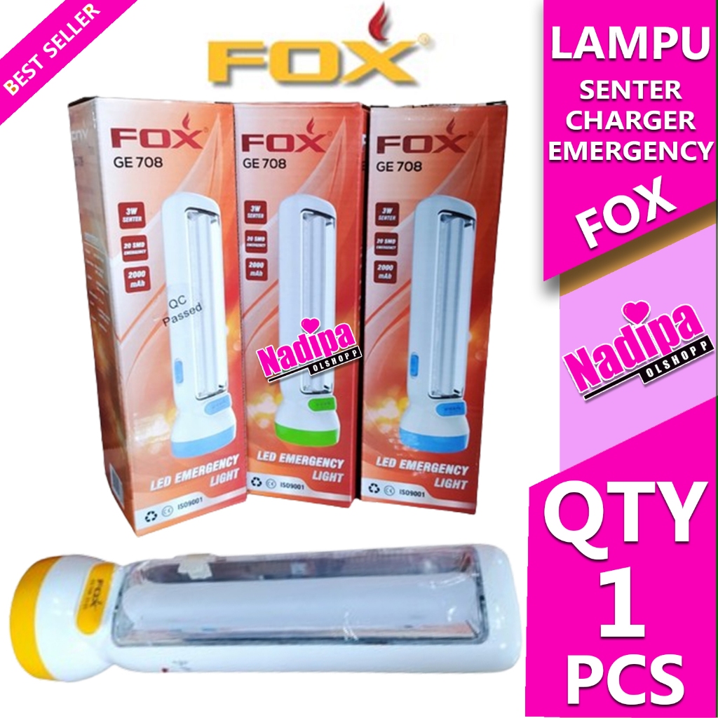 SENTER LED EMERGENCY LIGHT FOX GE 708 3 W CHARGER NADIPA OLSHOPP