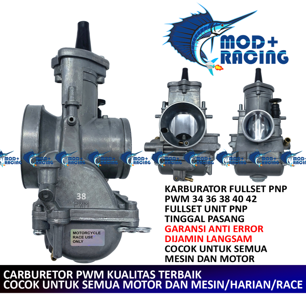 (COD) KARBURATOR PWM 34 36 38 40 42 RACING DRAG BIKE PWK AIRSTRIKE KARBU CPO N BIT BEAT VARIO MIO J 