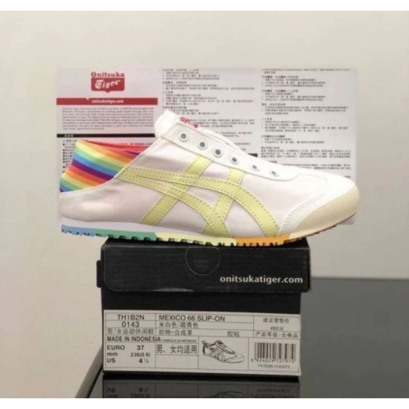 ONITSUKA TIGER SLIP ON PARATY WHITE RAINBOW MADE IN INDONESIA