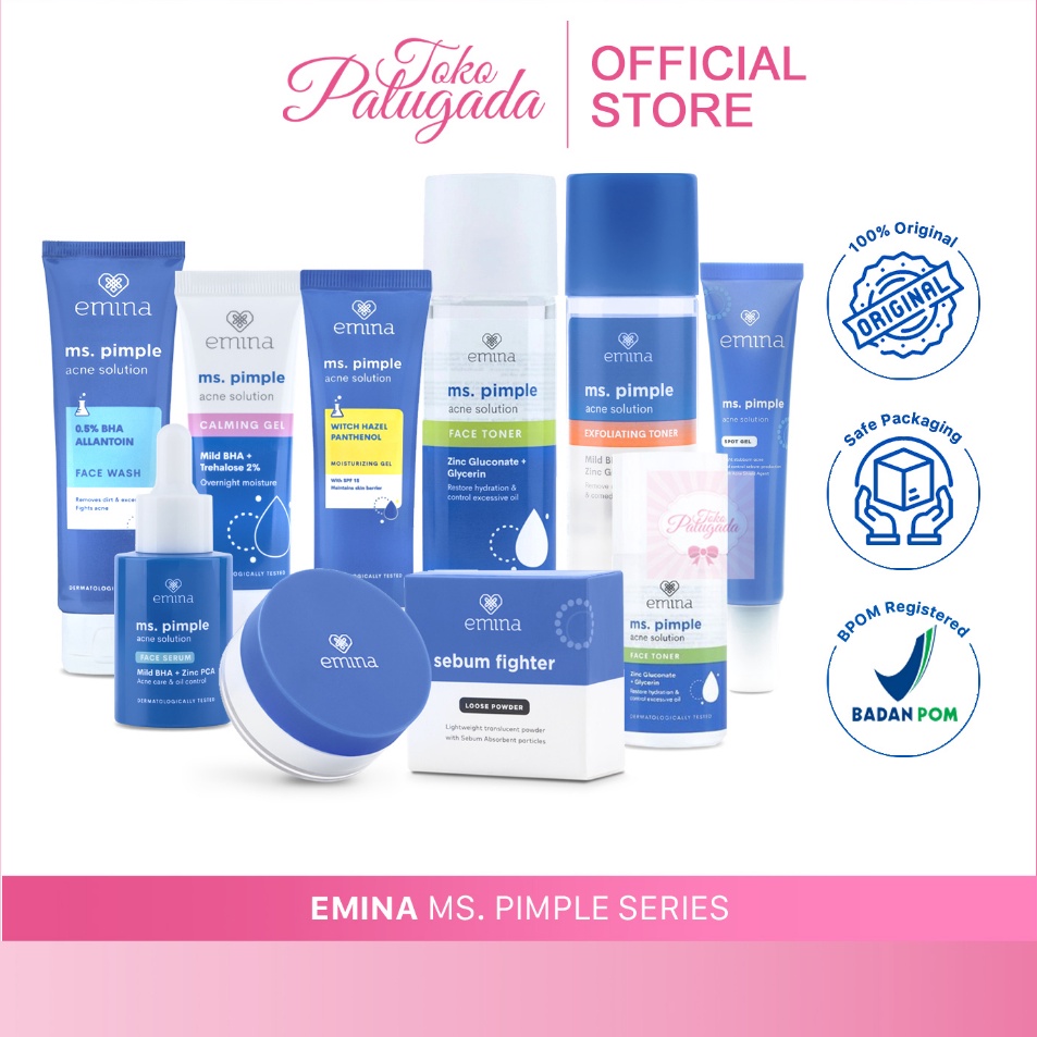 Harga Update  EMINA MS PIMPLE Acne Solution Set  Emina Ms Pimple Serum  Emina Ms Pimple Calming Gel 