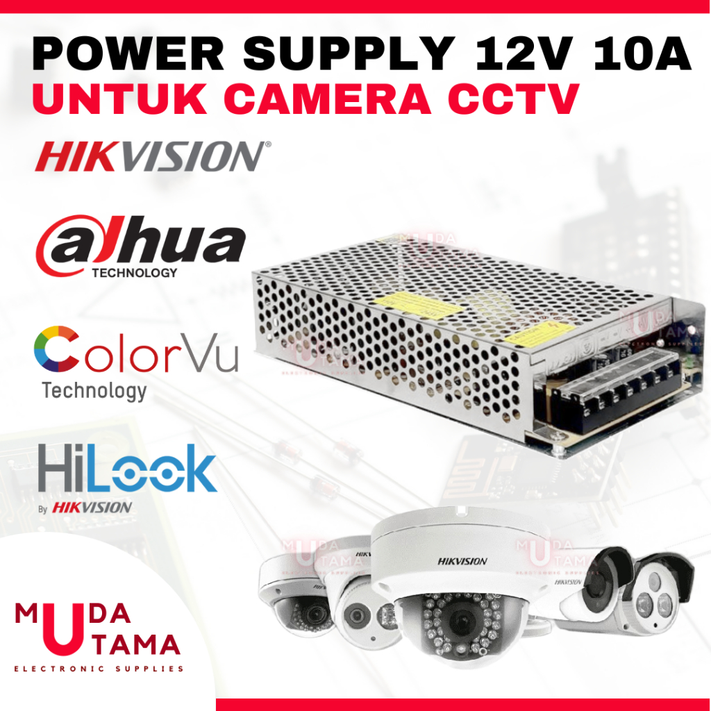 Power Supply CCTV 12V 10A HIGH QUALITY - HIKVISION / DAHUA / COLOR VU / HI LOOK | Adaptor CCTV 12V 1