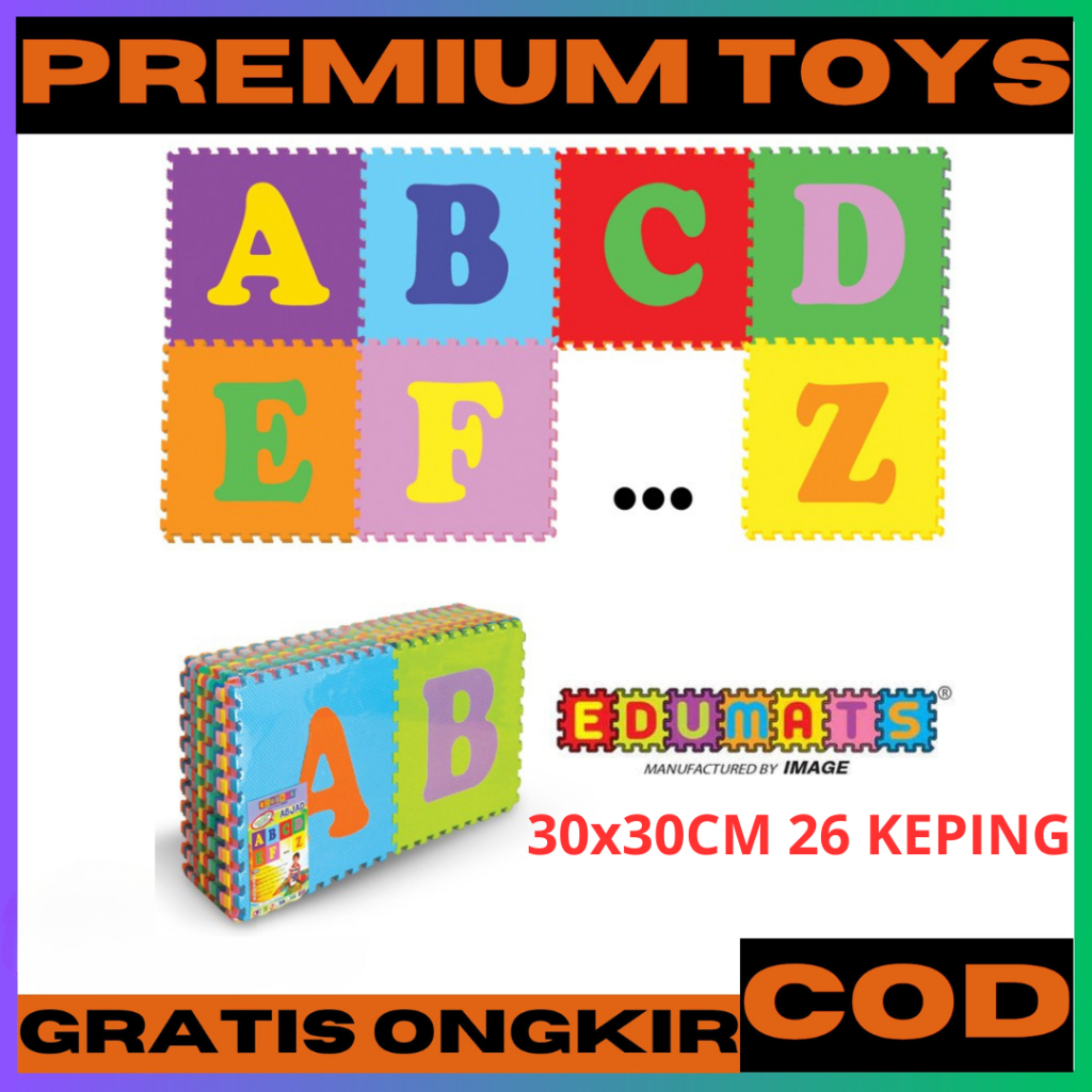 KARPET ALAS LANTAI MATRAS BUSA 30X30 CM 26 KEPING ABJAD ABC PUZZEL MATS EVAMATS EDUMATS ALAS LANTAI 