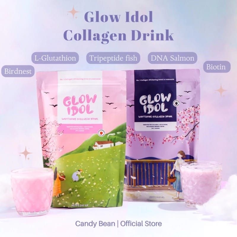 Glow Idol Collagen Drink / Whitening Collagen Drink Minuman Serbuk Pemutih Badan Ampuh Terbaik Origi