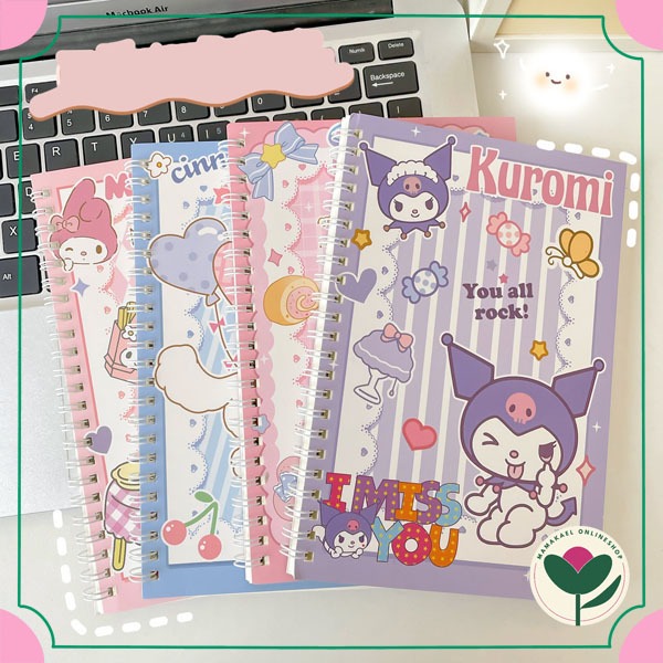 

Buku tulis notebook spiral ukuran A5 gambar karakter lucu cute kertas bergaris MK1516