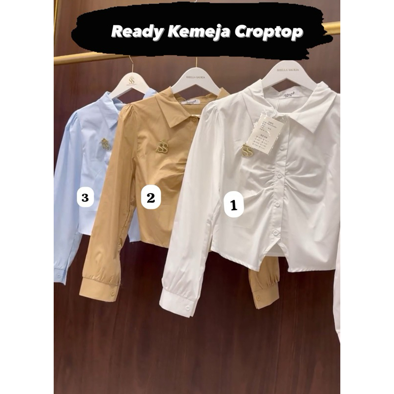 Kemeja croptop kancing kedut Shellasaukia original