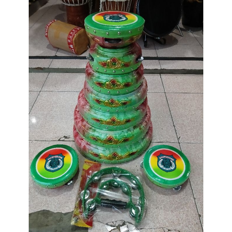 rebana qosidah isi 8/isi 9 bonus tas motif ukir marmer kualitas super