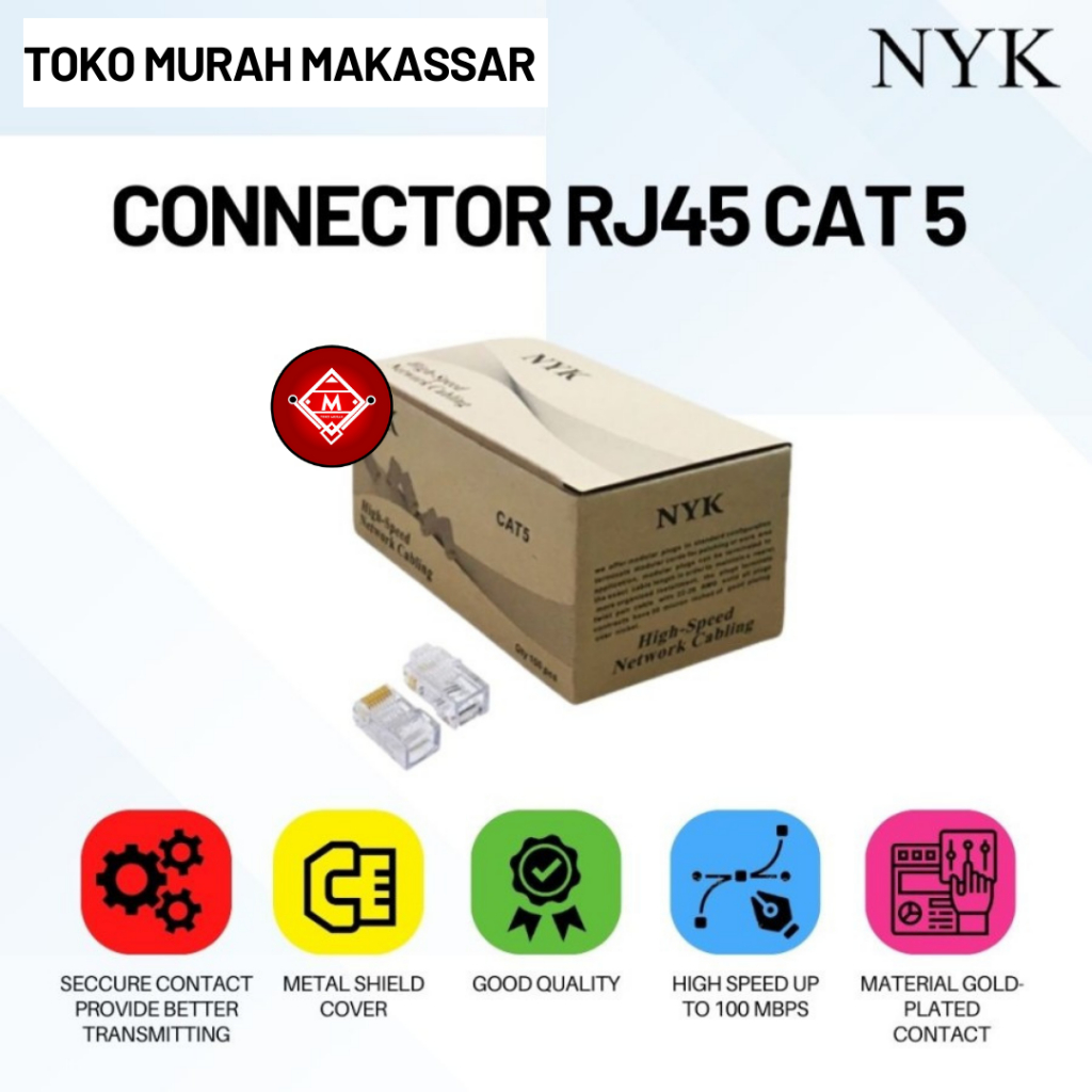 CONNECTOR RJ45 CAT 5 NYK CONECTOR KONEKTOR RJ45 CAT 5E FTP / NET18-CON