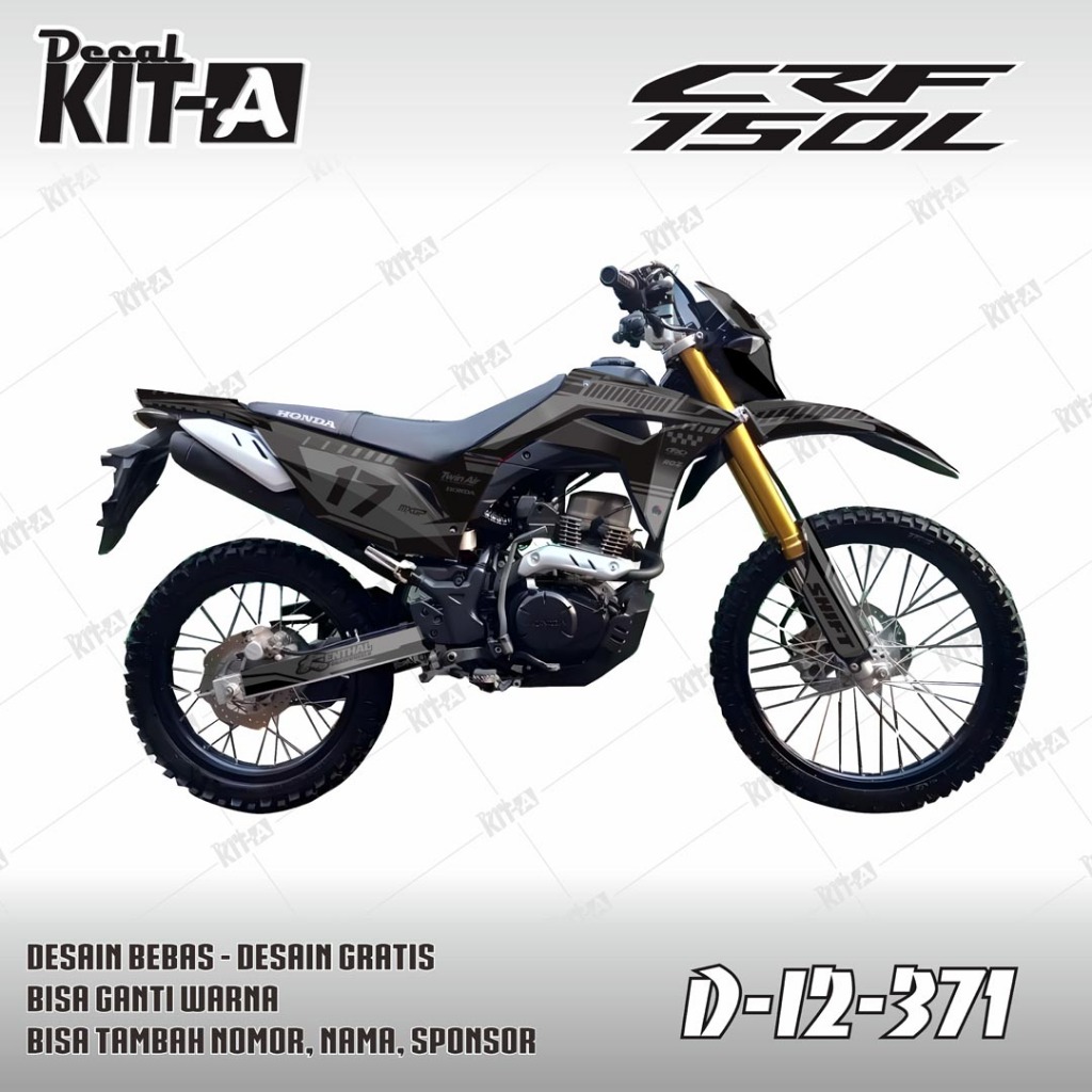 Decal CRF 150 L - Stiker Motor Crf 150 L MOTIF MONOCROM GREY D-I2-371