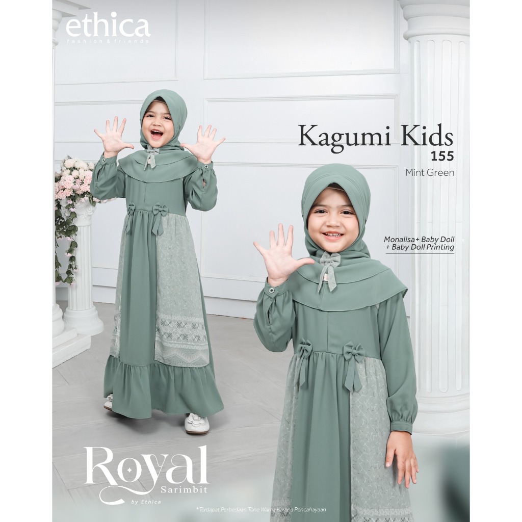 Ethica Sarimbit Royal 10 Mint Green Gamis dan Koko Couple Keluarga Terbaru 2024-6