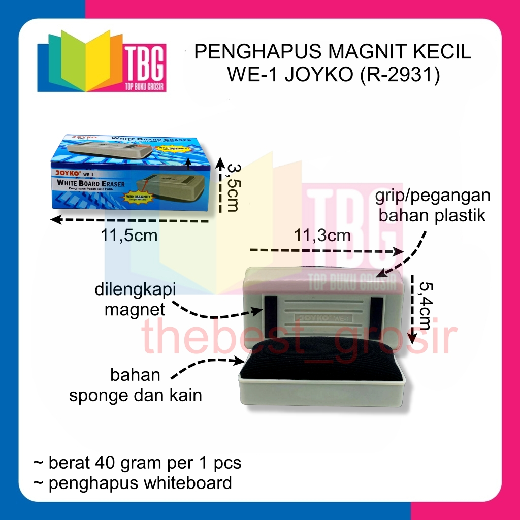 

1 PCS PENGHAPUS MAGNIT KECIL WE-1 JOYKO / PENGHAPUS PAPAN TULIS PUTIH / PENGHAPUS WHITEBOARD (R-2931)