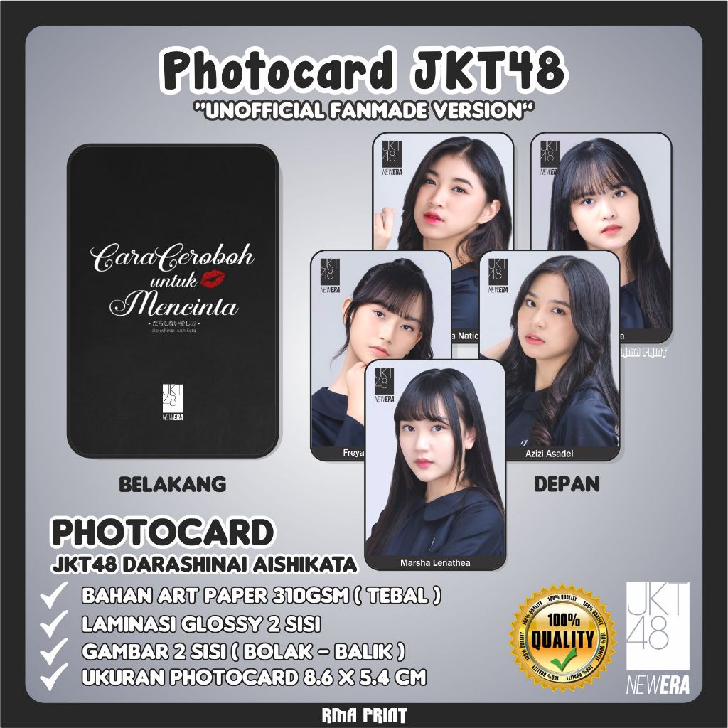 PHOTOCARD JKT48 Unofficial Fanmade Darashinai Aishikata
