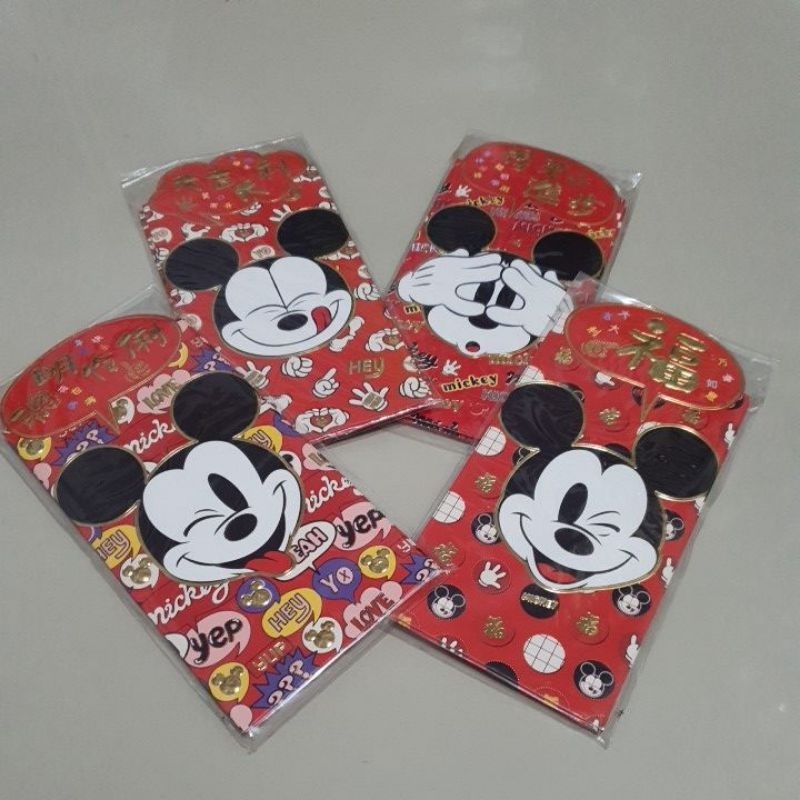 

3pcs angpao imlek disney mickey premium/amplop uang cny chinesse new year netral anak perempuan dan laki laki/angpao shio naga netral