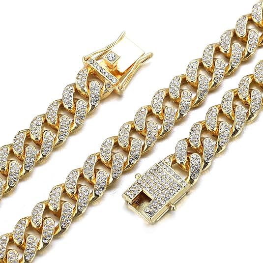 Ay00 12mm Lebar Gelang Berlian Wanita/Pria Bertatahkan Berlian Imitasi Gelang Fashion Mengkilap