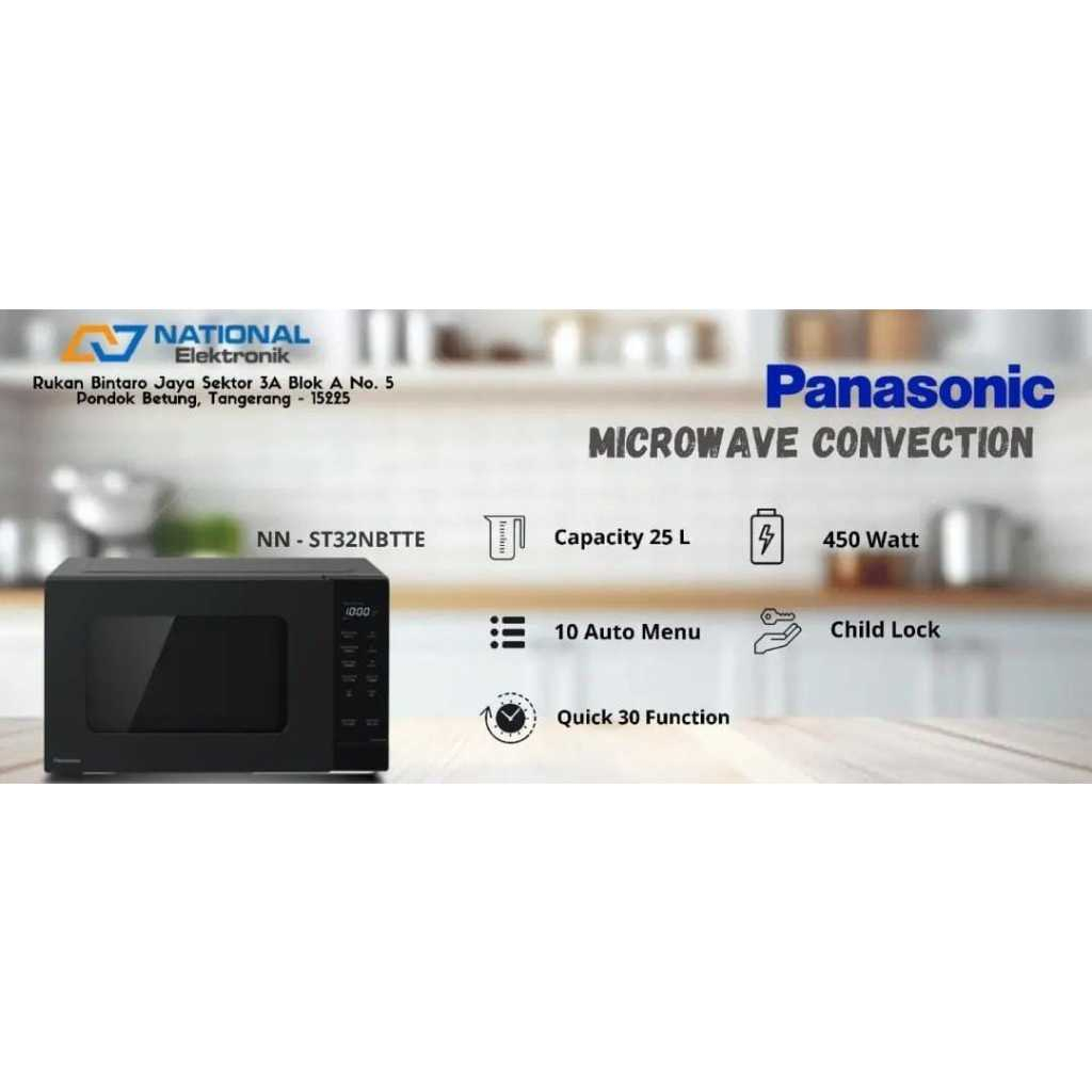 Microwave Digital Panasonic NNST32HMTTE NNST32 25 Liter 450 Watt Low Watt Murah