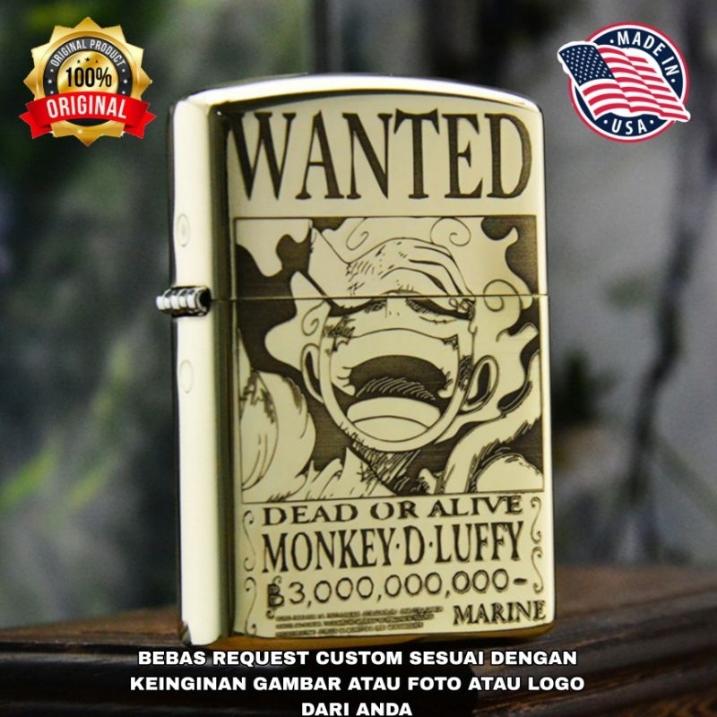 TERMURAH  ZIPPO ORIGINAL ZIPPO CUSTOM GRAFIR ZIPPO ARMOR HEAVY CHROME CUSTOM GRAFIR ONE PIECE MONKEY