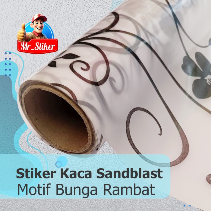 Sandblas Kaca / Stiker Kaca Film Motif Bunga Rambat 3D-L 90 TIDAK TEMBUS PANDANG
