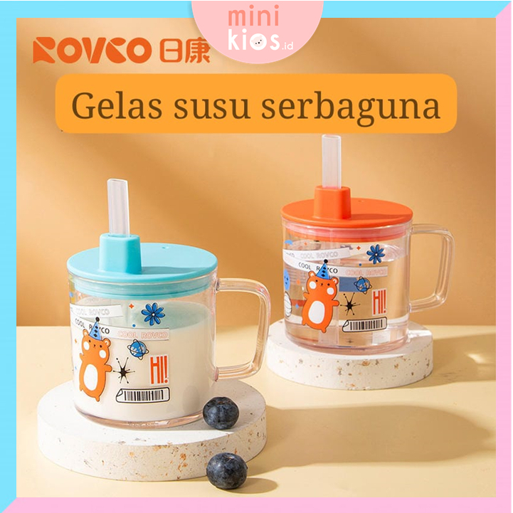 Multipurpose Milk Cup 240ml + Straw Cup Training Cup - Gelas Minum Anak Sedotan