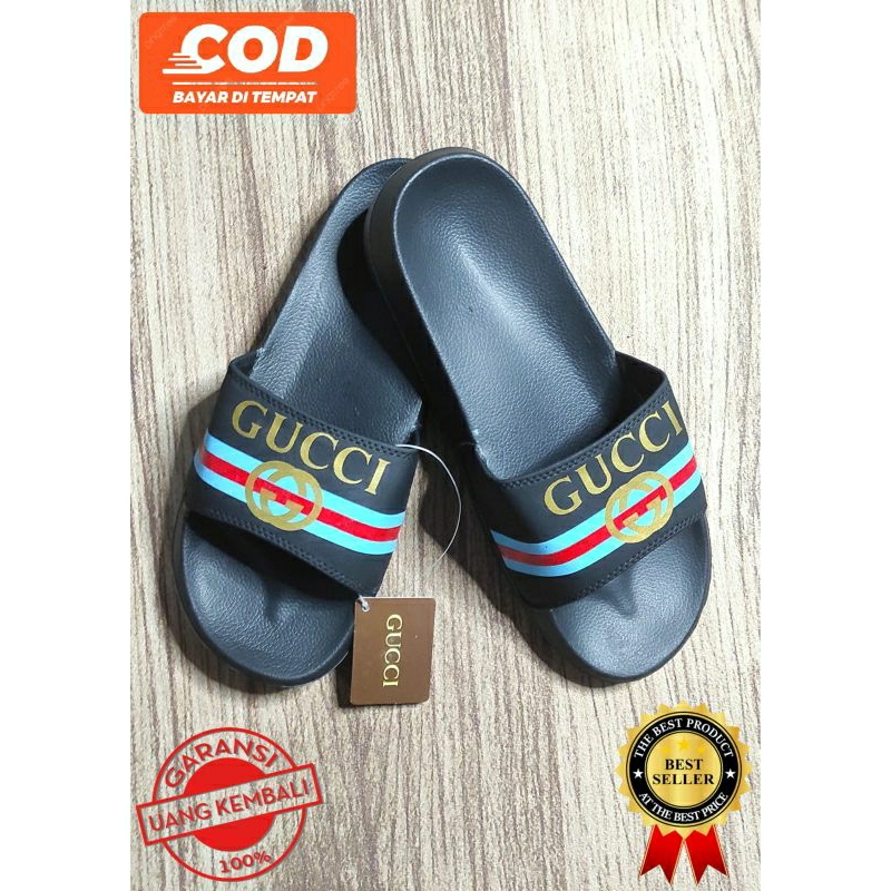 SANDAL SLOP GUCCI HITAM PRIA WANITA / SANDAL SLIDE GUCCI