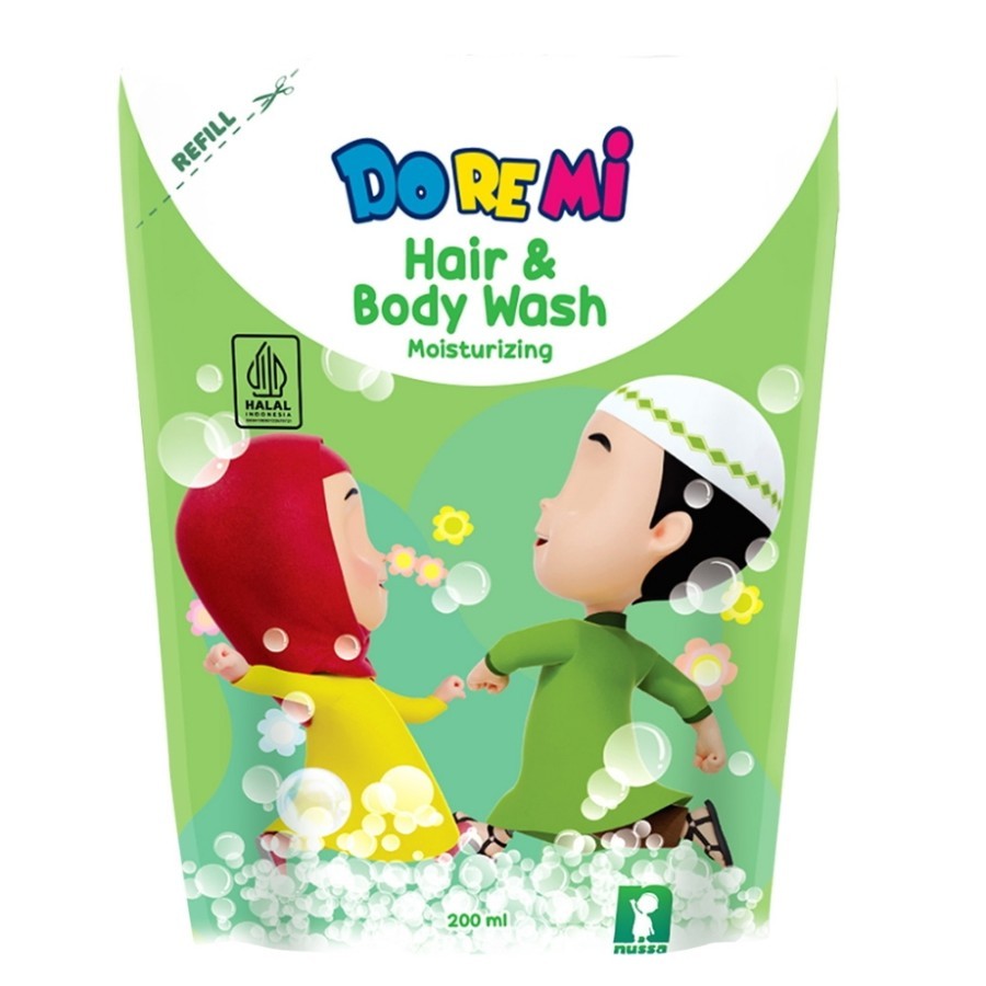 Doremi Hair & Body Wash Moisturizing Refill 200 Ml Karakter Nusa Rara Packaging Terbaru
