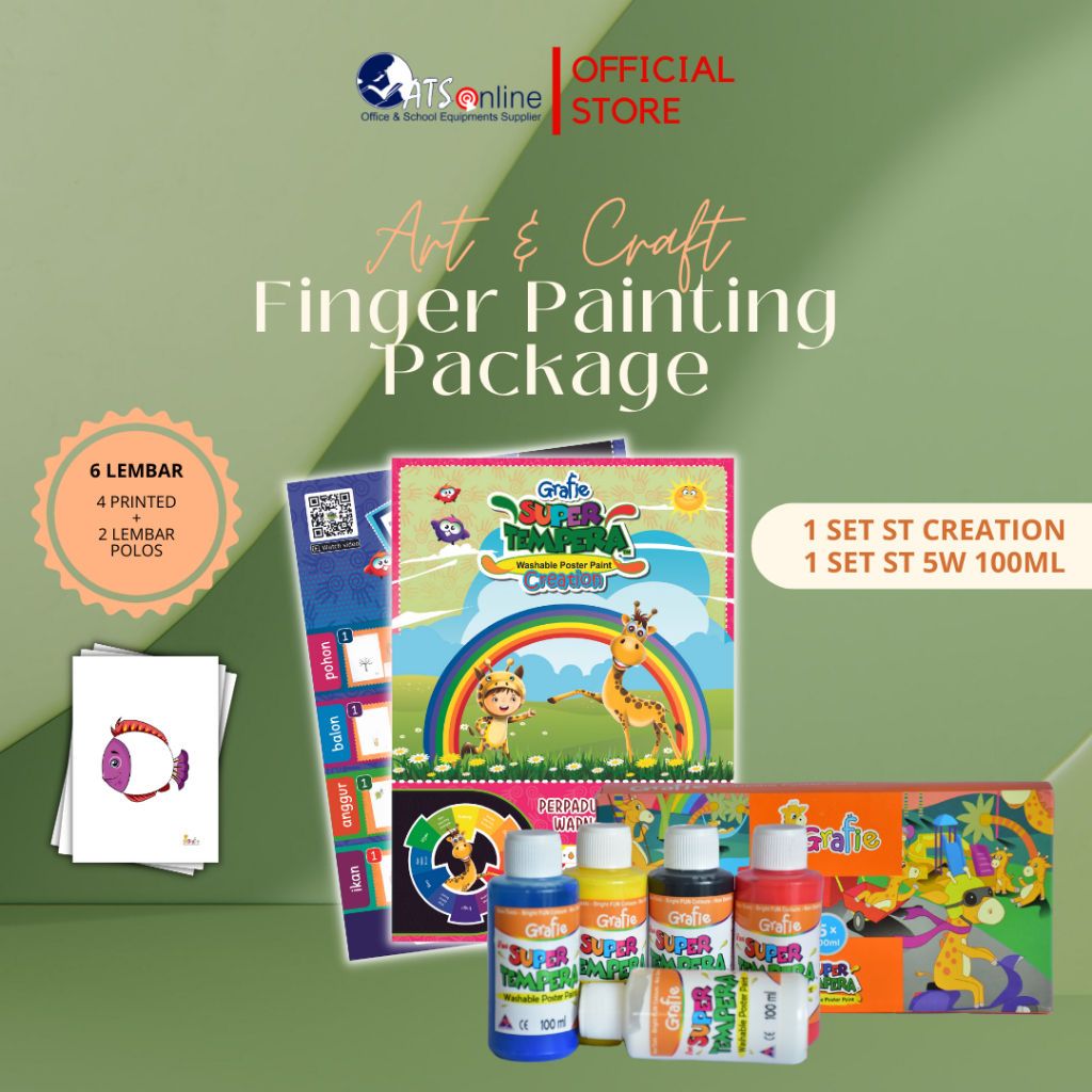 

GRAFIE SET MELUKIS Finger Painting Super Tempera 5 Warna 100ml Sensory Play Media Edukasi Anak