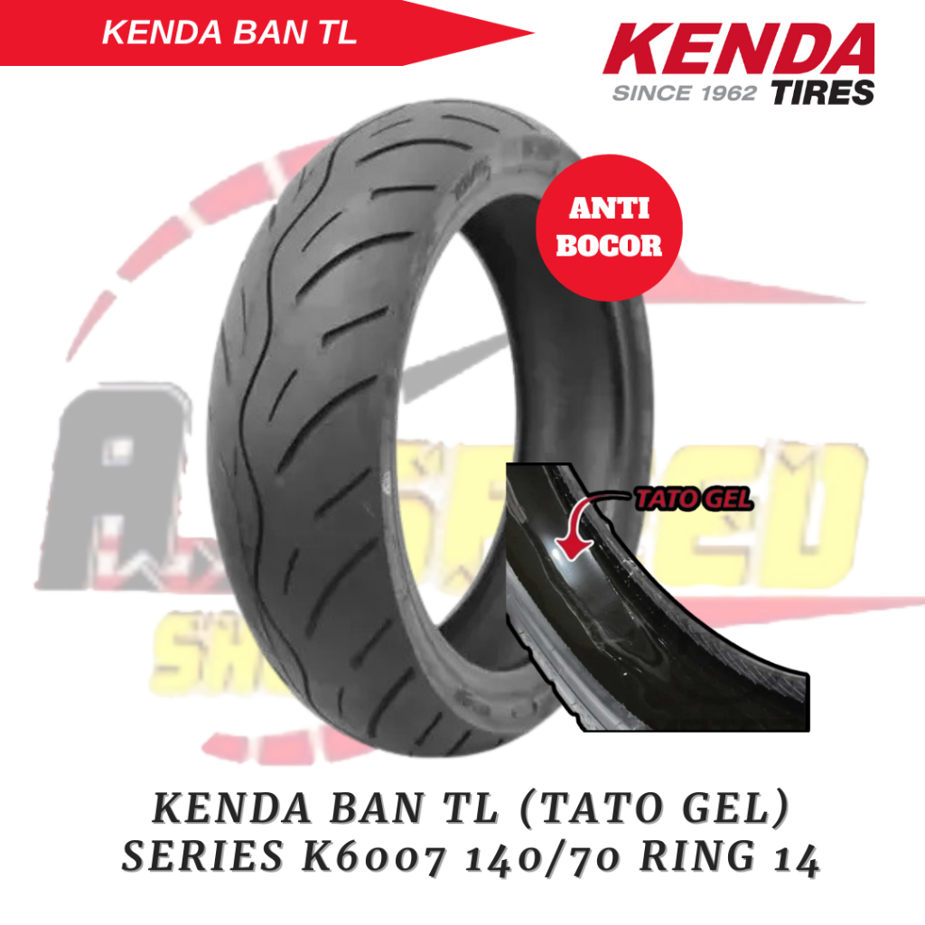 KENDA Ban Motor Ukuran 110/80 140/70 Ring 14 Type K6007 Tubeless Anti Bocor Tato Gel Ban Motor Aerox Belakang Original 100%